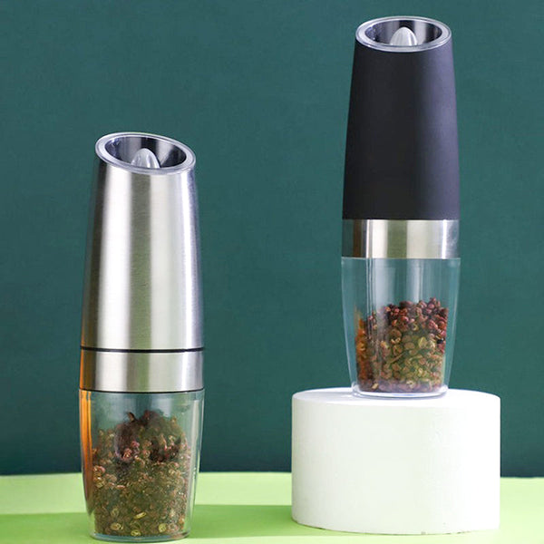 Black Grinding Sea Salt & Spices Grinder, Electric Gravity Induction Pepper  Grinder