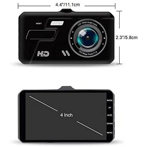 4 inch Screen Dash Cam 1080p HD Car DVR Dual Camera Dash Cam