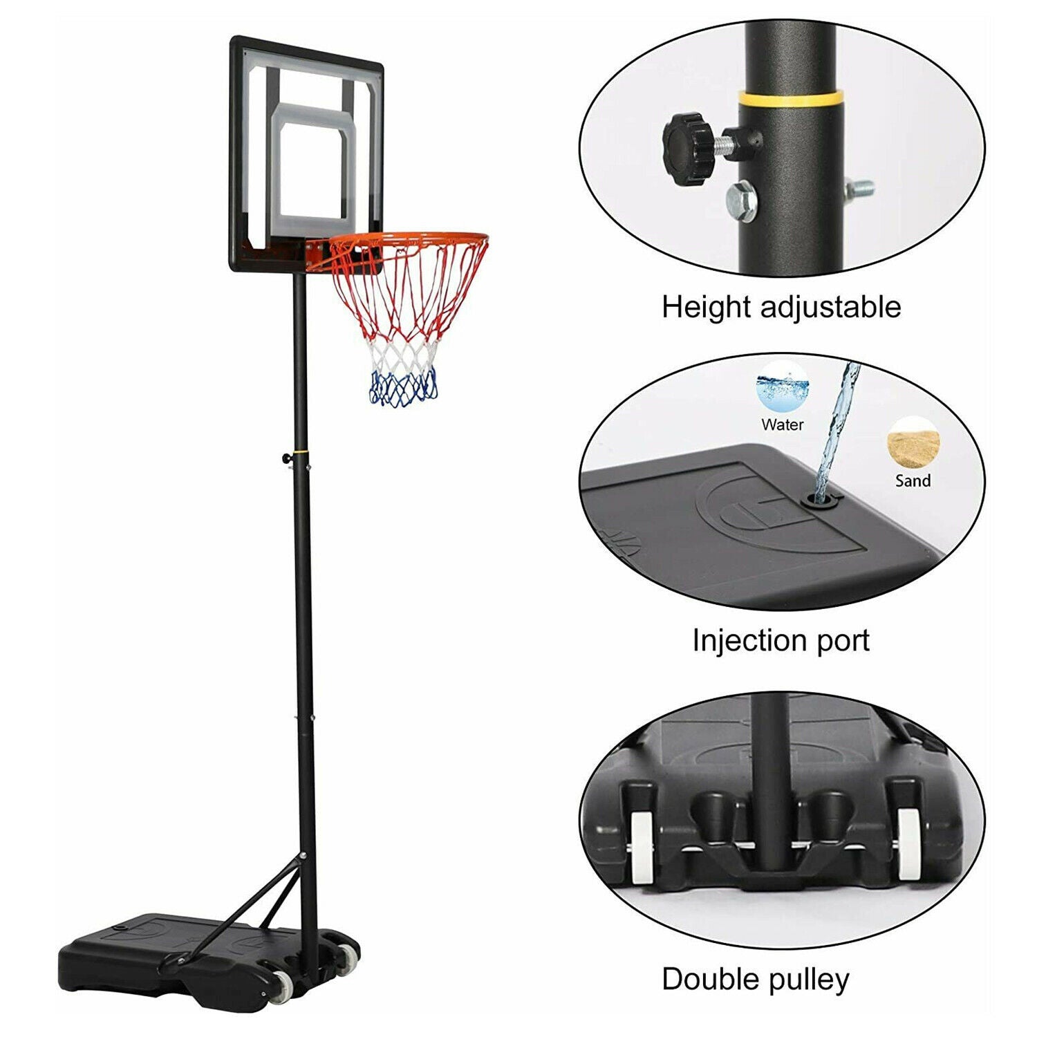 Portable Height Adjustable Basketball Hoop Goal System for Youth Kids Teenagers