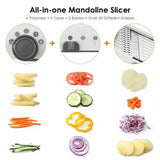 Professional 18 in 1 Multifunctional Mandoline Vegetable Slicer with Stainless Steel Blades - Food Mandoline Slicer & Cutter