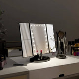 Tri Fold Vanity Makeup Mirror with LED Lights - LED Magnifying Make Up Mirror